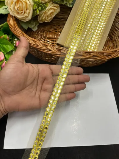 Foil Mirror Designer Lace - Yellow